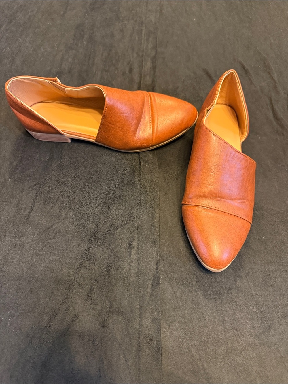 Unbranded Vegan Leather Slip-On Dress Shoes in Cognac Brown